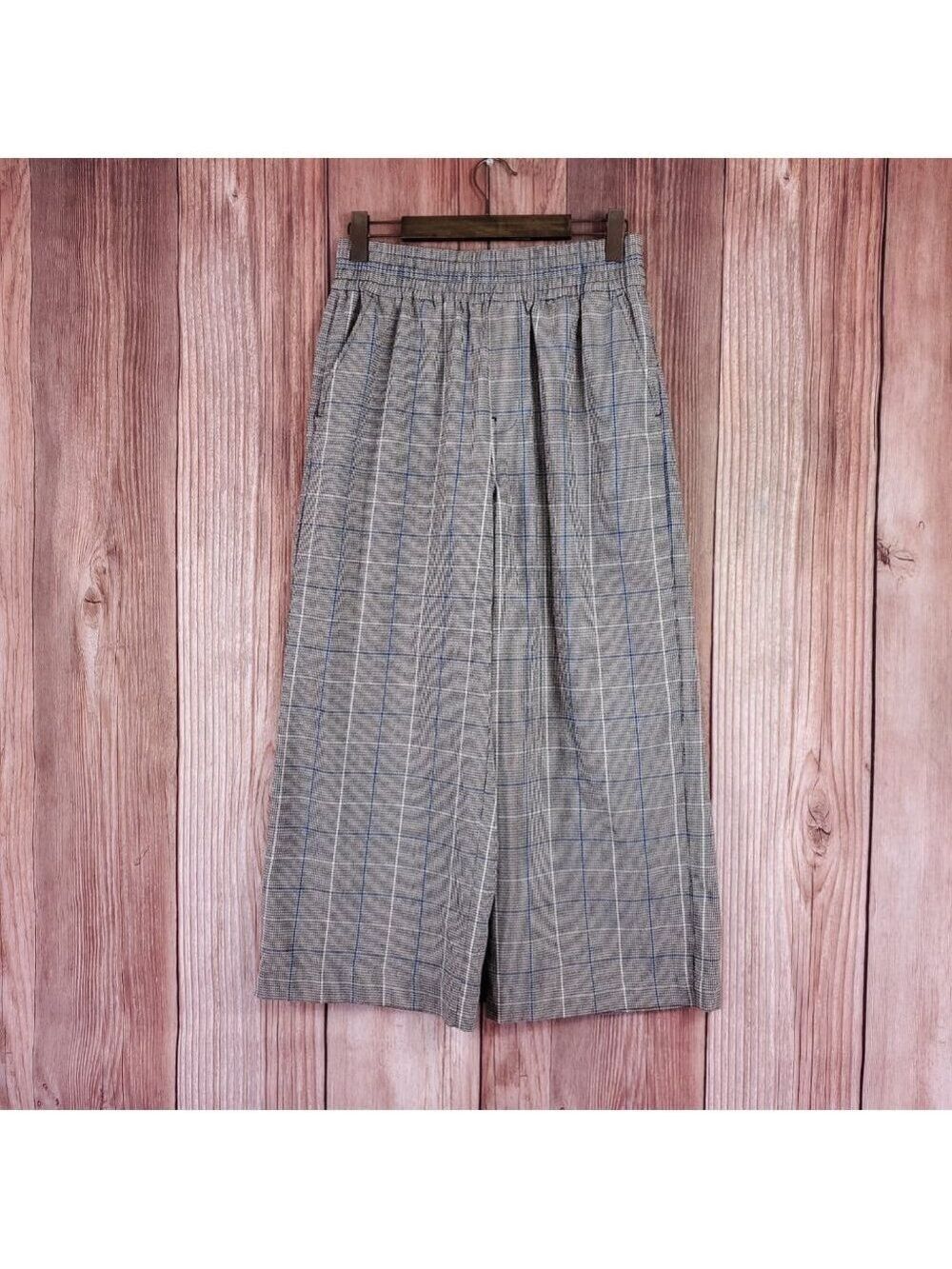 Madewell Womens Medium Carley Wide Leg Pants in Plaid Pull On NG530